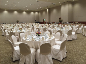 Dining room set up at a corporate event