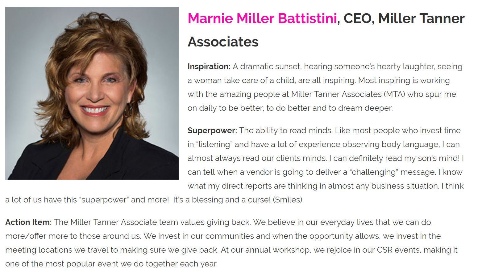 Marnie Miller Battistini, 2018 Smart Women in Meetings Awards winner.